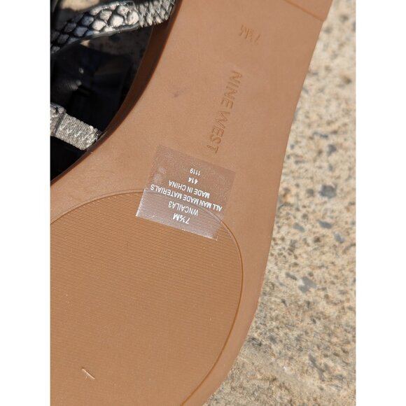 NWOT Nine West Caila Gladiator Sandals Womens 7.5 M Snake Animal Print Flats - Picture 11 of 11